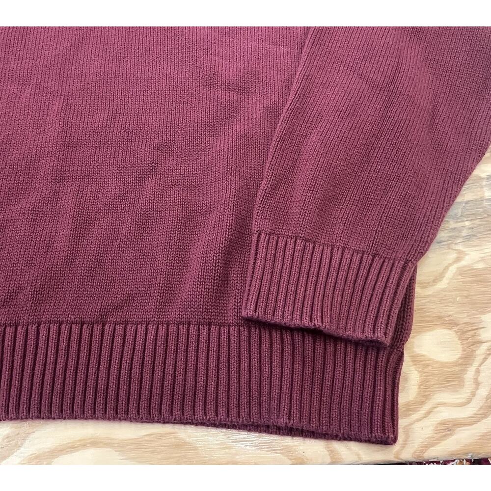 LL Bean Mens Quarter Zip Knit Sweater Size Large Burgundy Thick Outdoor Golf - Picture 4 of 8